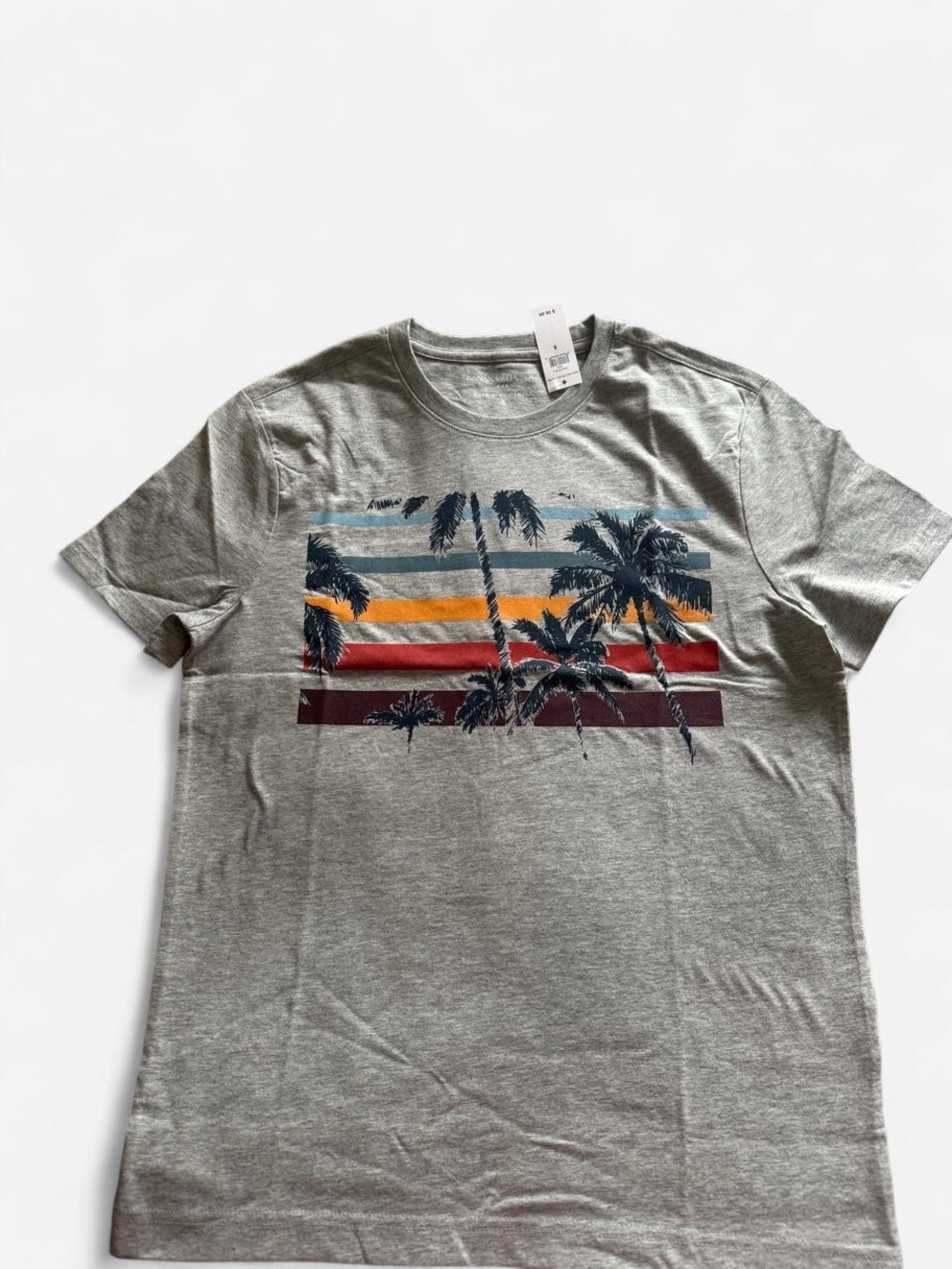 Banana Republic Gray Short-Sleeve Palm Graphic Tee